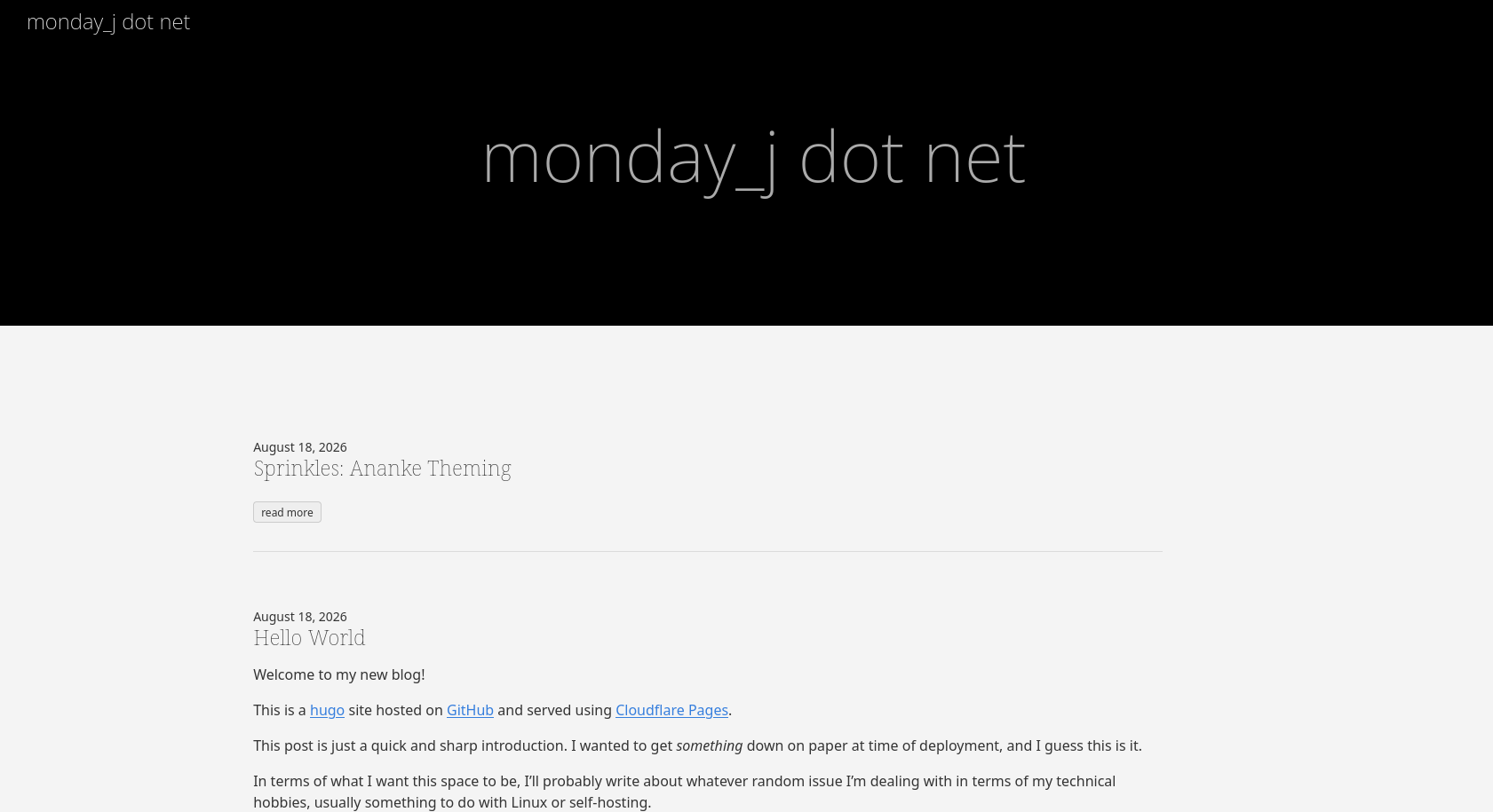 screenshot of the front page of this blog